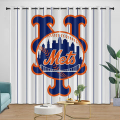 New York Mets Blackout Curtain for Living Room Bedroom Window Treatment