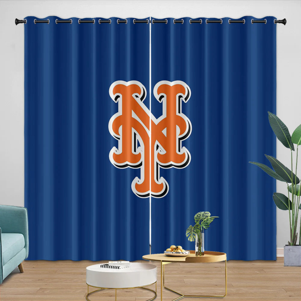 New York Mets Blackout Curtain for Living Room Bedroom Window Treatment