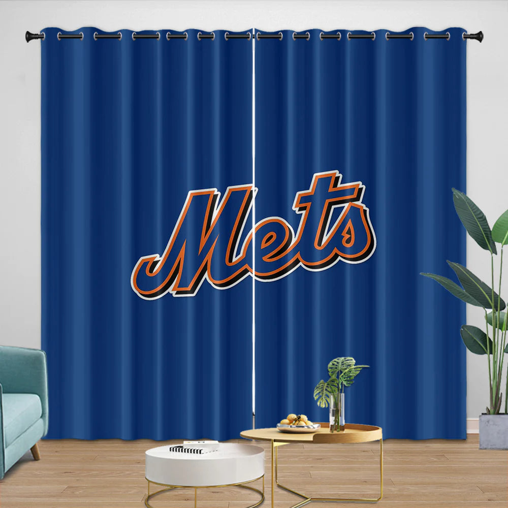 New York Mets Blackout Curtain for Living Room Bedroom Window Treatment