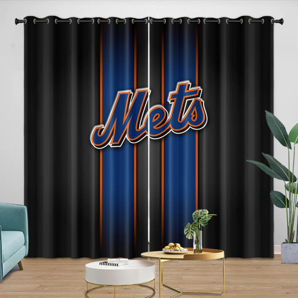New York Mets Blackout Curtain for Living Room Bedroom Window Treatment