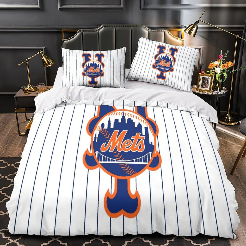 New York Mets Duvet Cover Quilt Case Pillowcase Bedding Set Without Filler