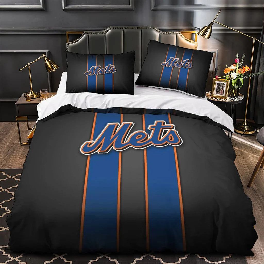 New York Mets Duvet Cover Quilt Case Pillowcase Bedding Set Without Filler