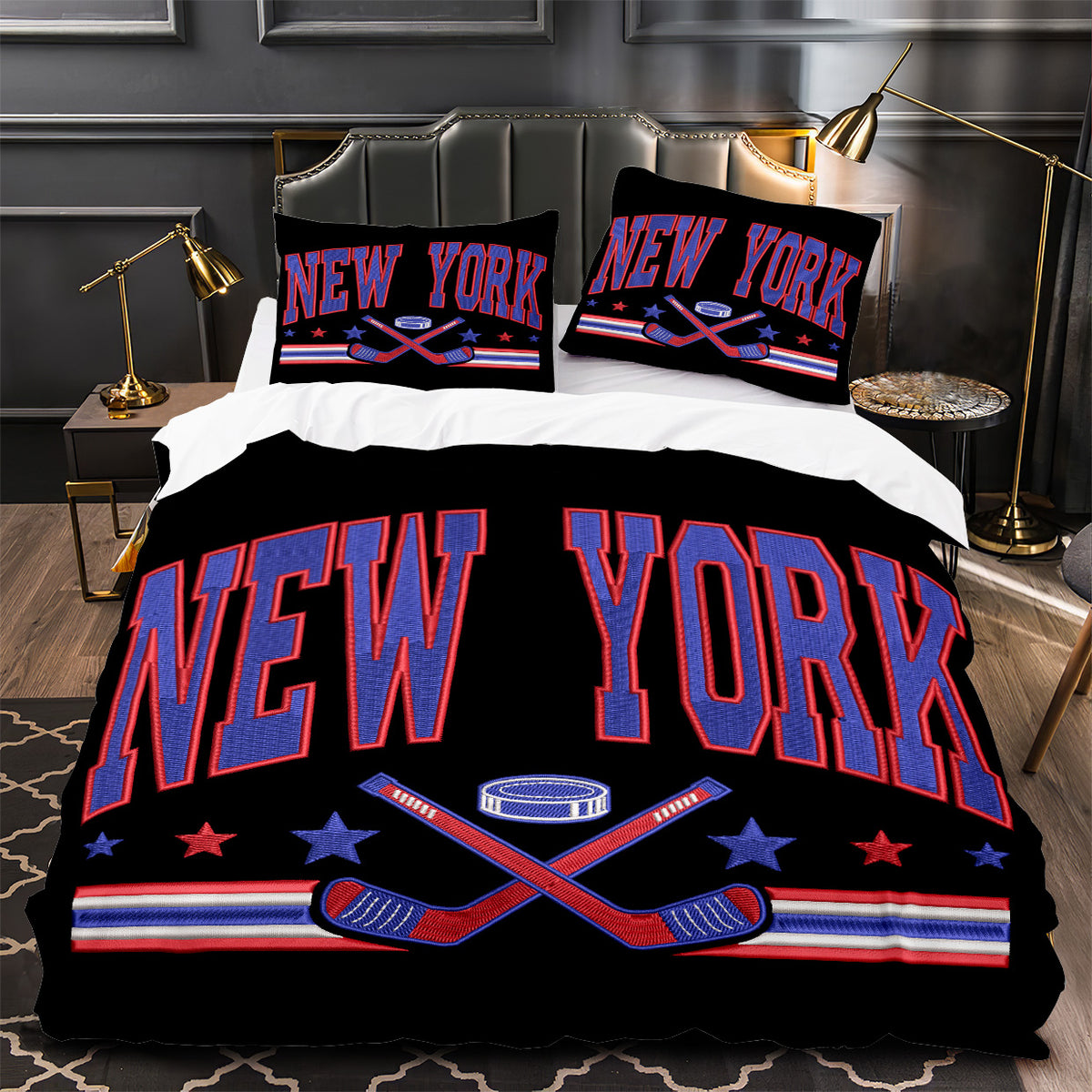 New York Rangers Hockey Duvet Cover Quilt Case Pillowcase Bedding Set Without Filler