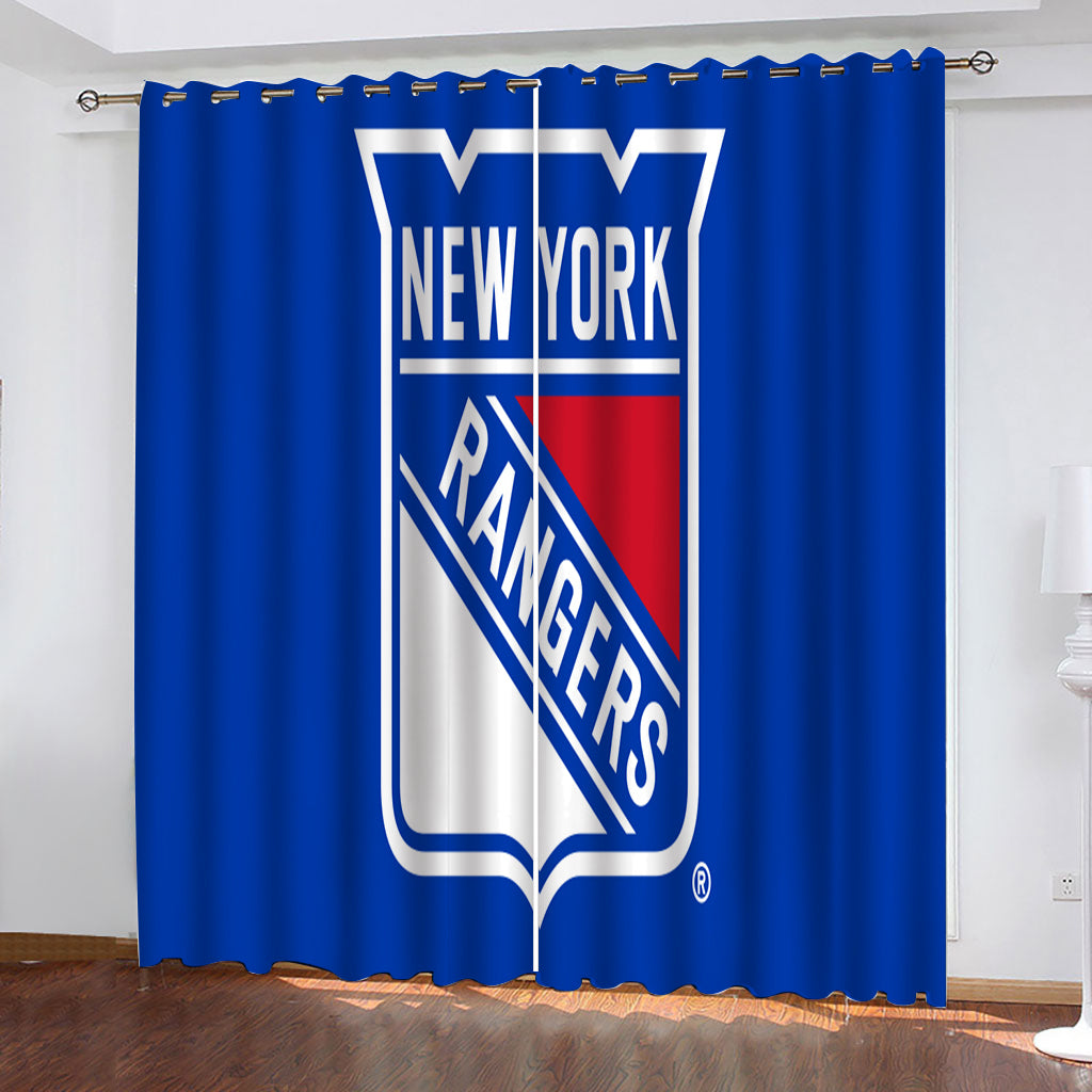 New York Rangers Hockey League Blackout Curtains Drapes For Window Treatment Set