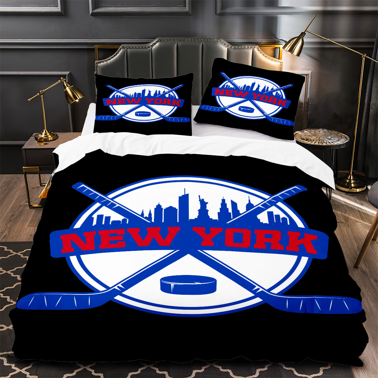 New York Rangers Hockey Duvet Cover Quilt Case Pillowcase Bedding Set Without Filler