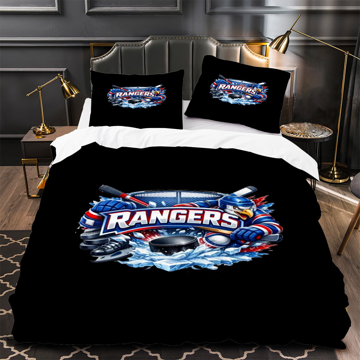 New York Rangers Hockey Duvet Cover Quilt Case Pillowcase Bedding Set Without Filler