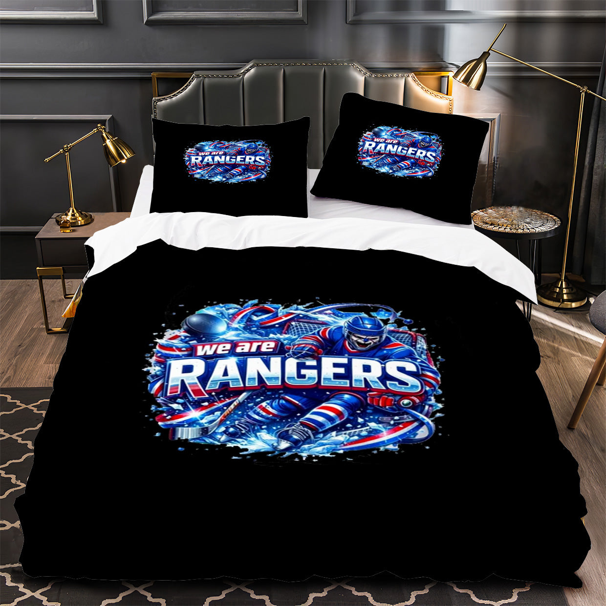 New York Rangers Hockey Duvet Cover Quilt Case Pillowcase Bedding Set Without Filler