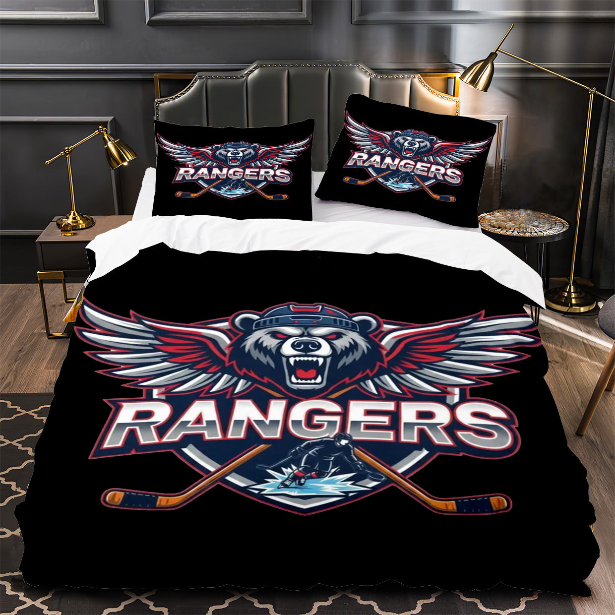 New York Rangers Hockey Duvet Cover Quilt Case Pillowcase Bedding Set Without Filler