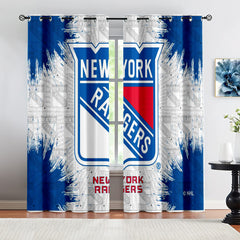 New York Rangers Hockey League Blackout Curtains Drapes For Window Treatment Set