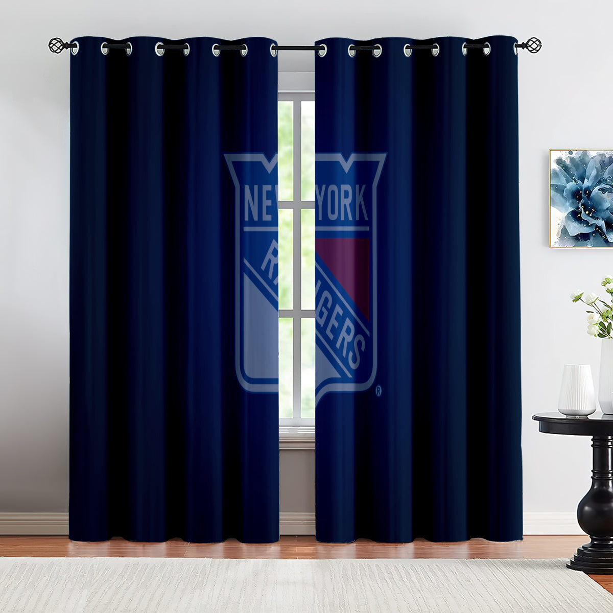 New York Rangers Hockey League Blackout Curtains Drapes For Window Treatment Set