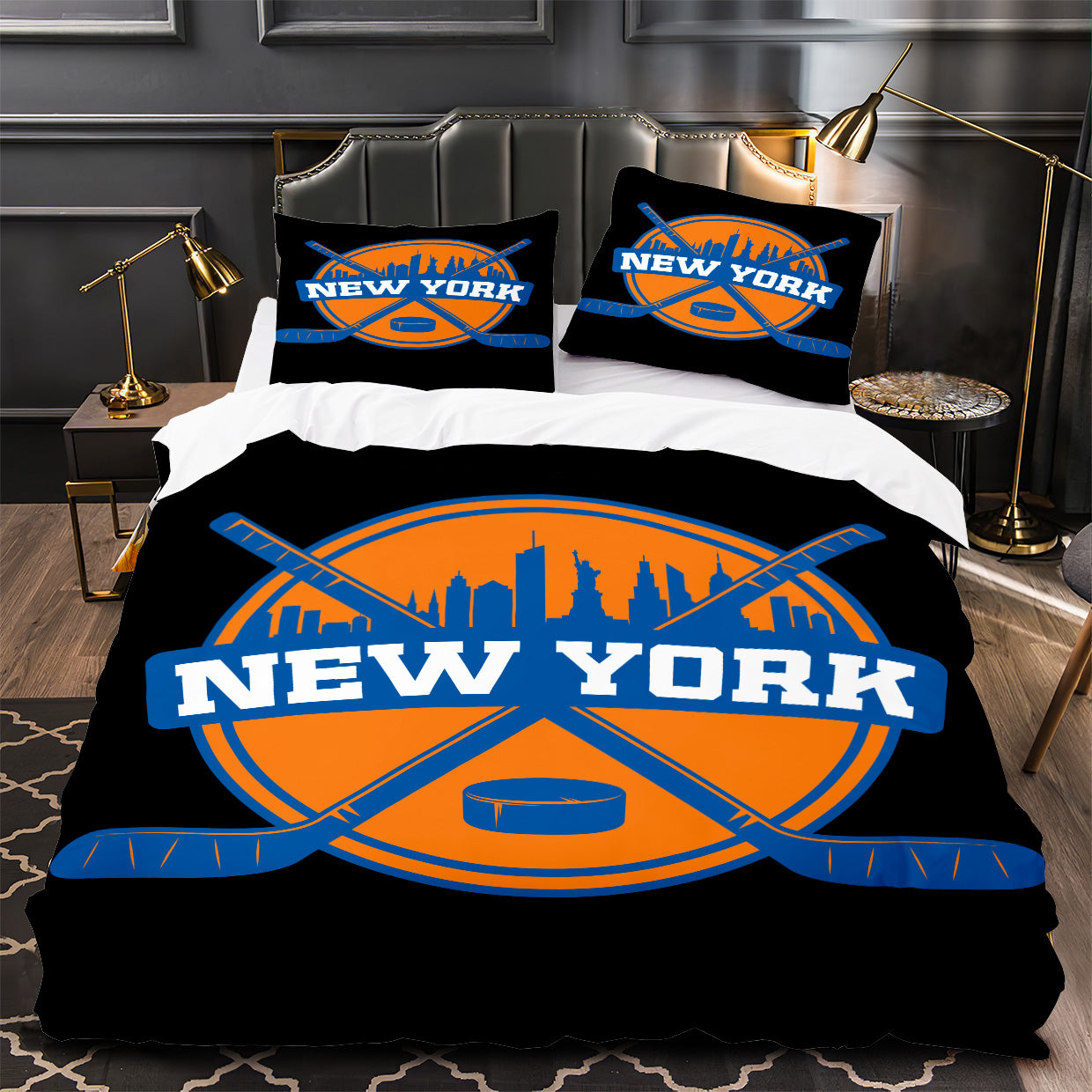 New Yorkislanders Hockey Duvet Cover Quilt Case Pillowcase Bedding Set Without Filler