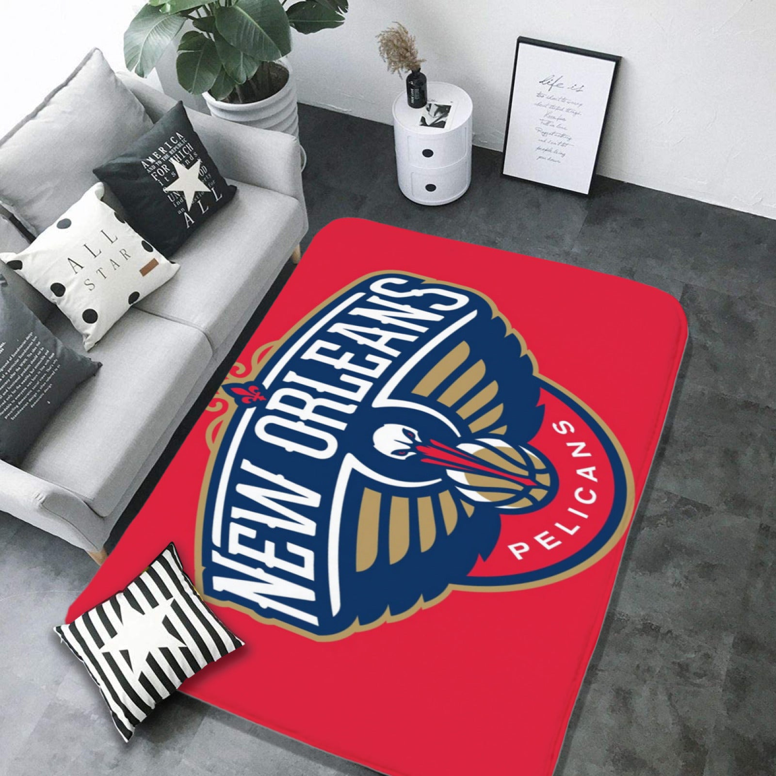 New Orleans Basketball Pelicans Carpet Living Room Bedroom Mats Kitchen Bathroom Rugs