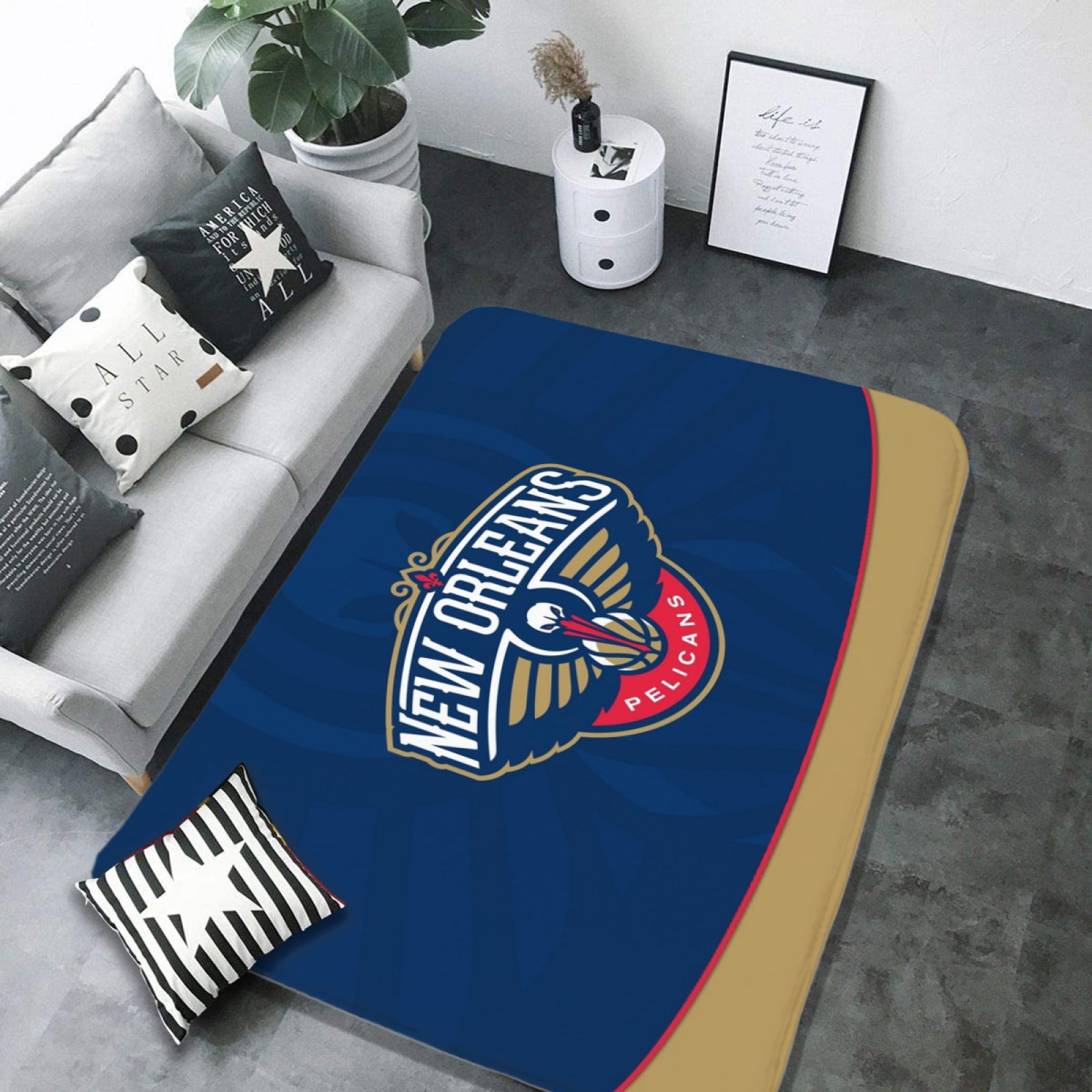 New Orleans Basketball Pelicans Carpet Living Room Bedroom Mats Kitchen Bathroom Rugs