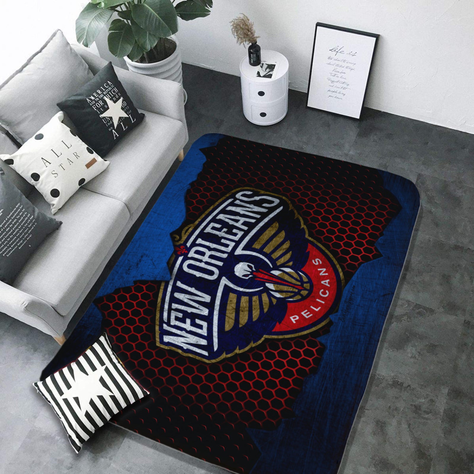 New Orleans Basketball Pelicans Carpet Living Room Bedroom Mats Kitchen Bathroom Rugs