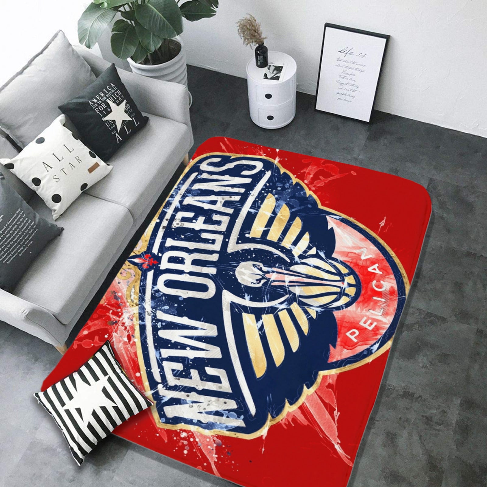 New Orleans Basketball Pelicans Carpet Living Room Bedroom Mats Kitchen Bathroom Rugs