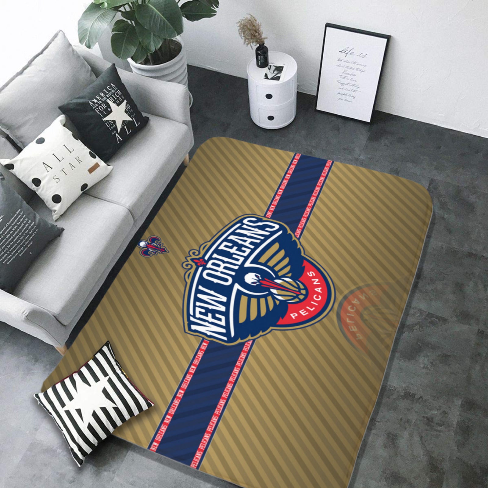 New Orleans Basketball Pelicans Carpet Living Room Bedroom Mats Kitchen Bathroom Rugs