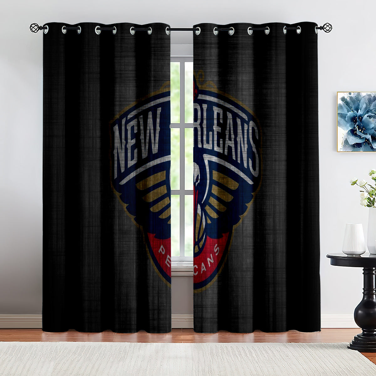 New Orleans Basketball Pelicans Blackout Curtains Drapes For Window Treatment Set