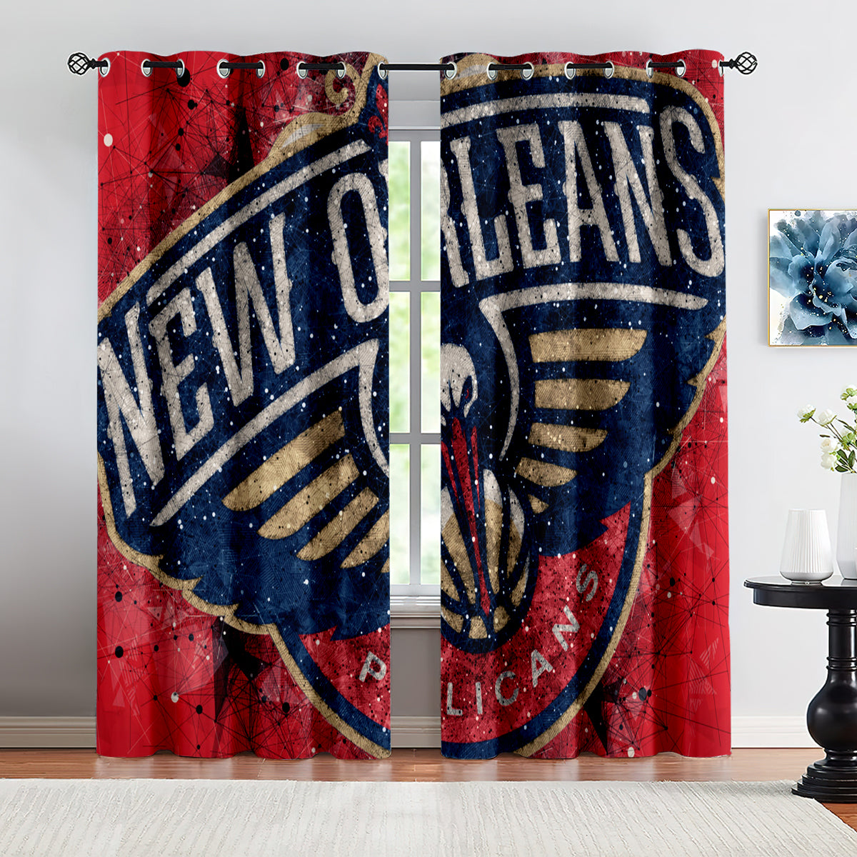 New Orleans Basketball Pelicans Blackout Curtains Drapes For Window Treatment Set