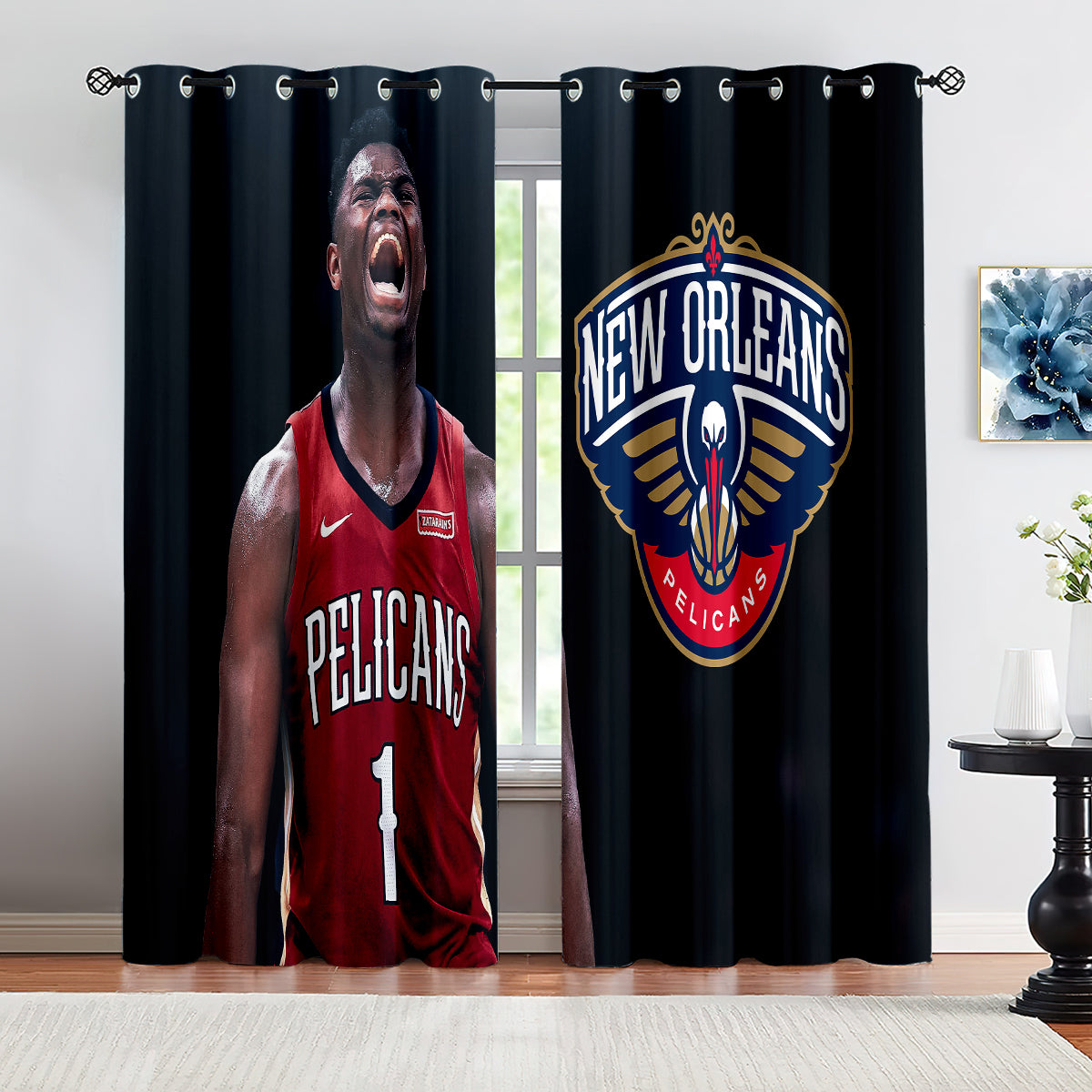 New Orleans Basketball Pelicans Blackout Curtains Drapes For Window Treatment Set