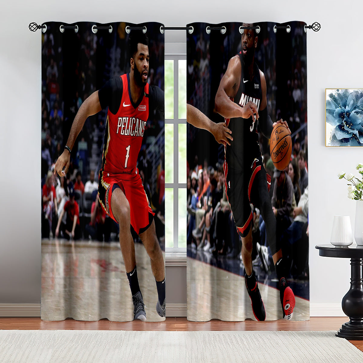 New Orleans Basketball Pelicans Blackout Curtains Drapes For Window Treatment Set