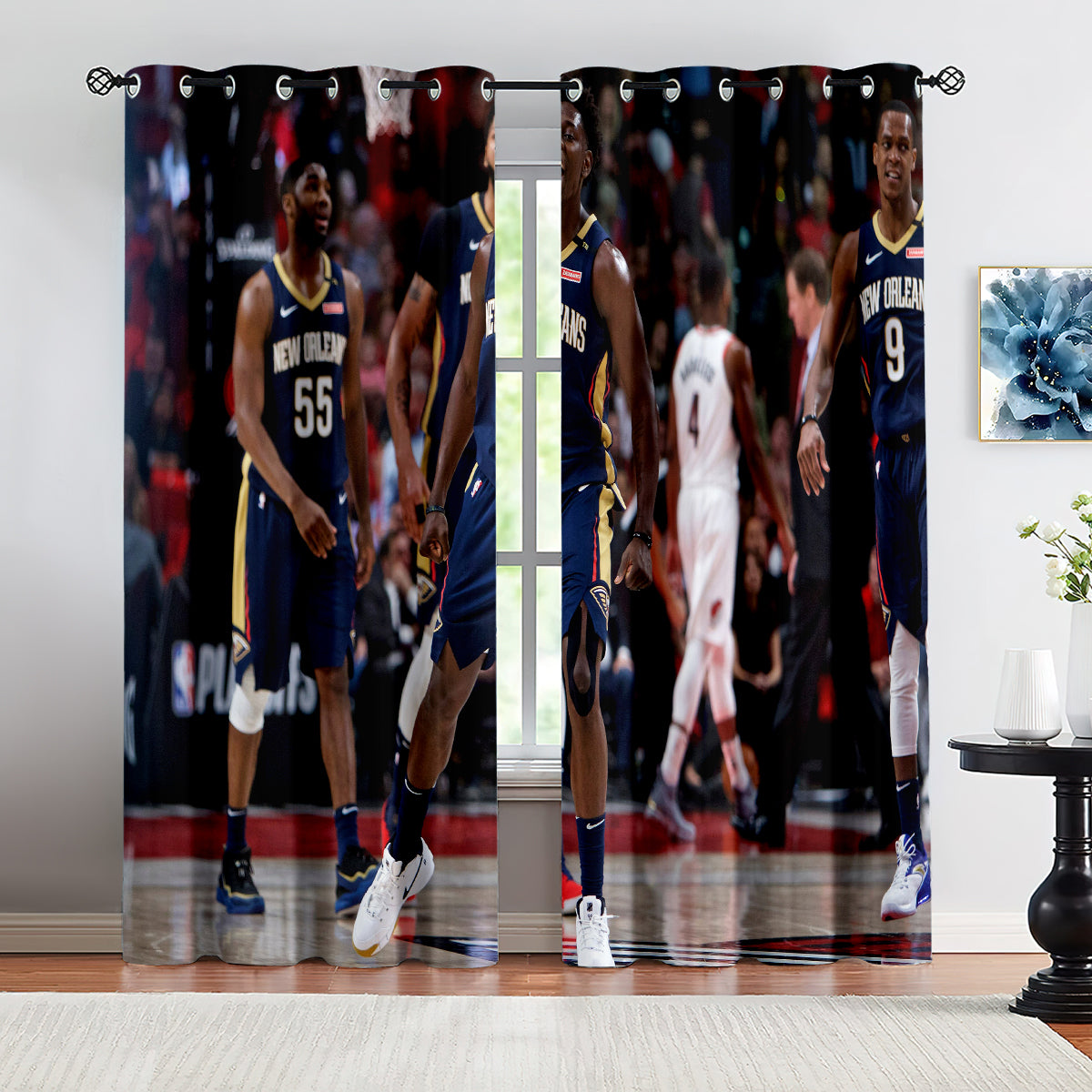 New Orleans Basketball Pelicans Blackout Curtains Drapes For Window Treatment Set