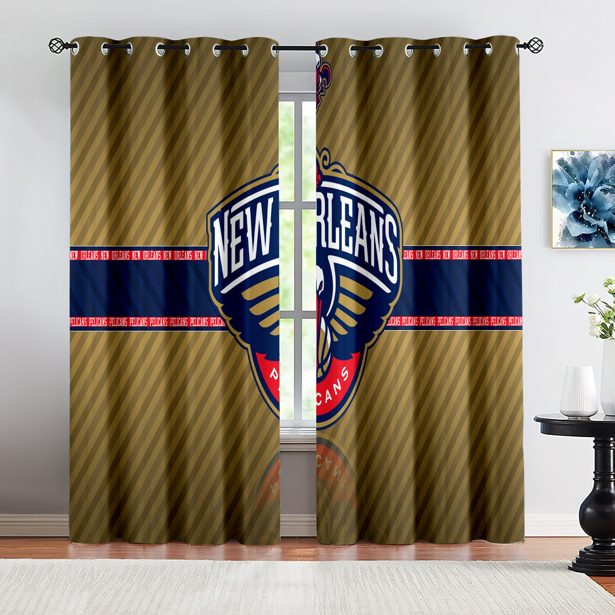 New Orleans Basketball Pelicans Blackout Curtains Drapes For Window Treatment Set