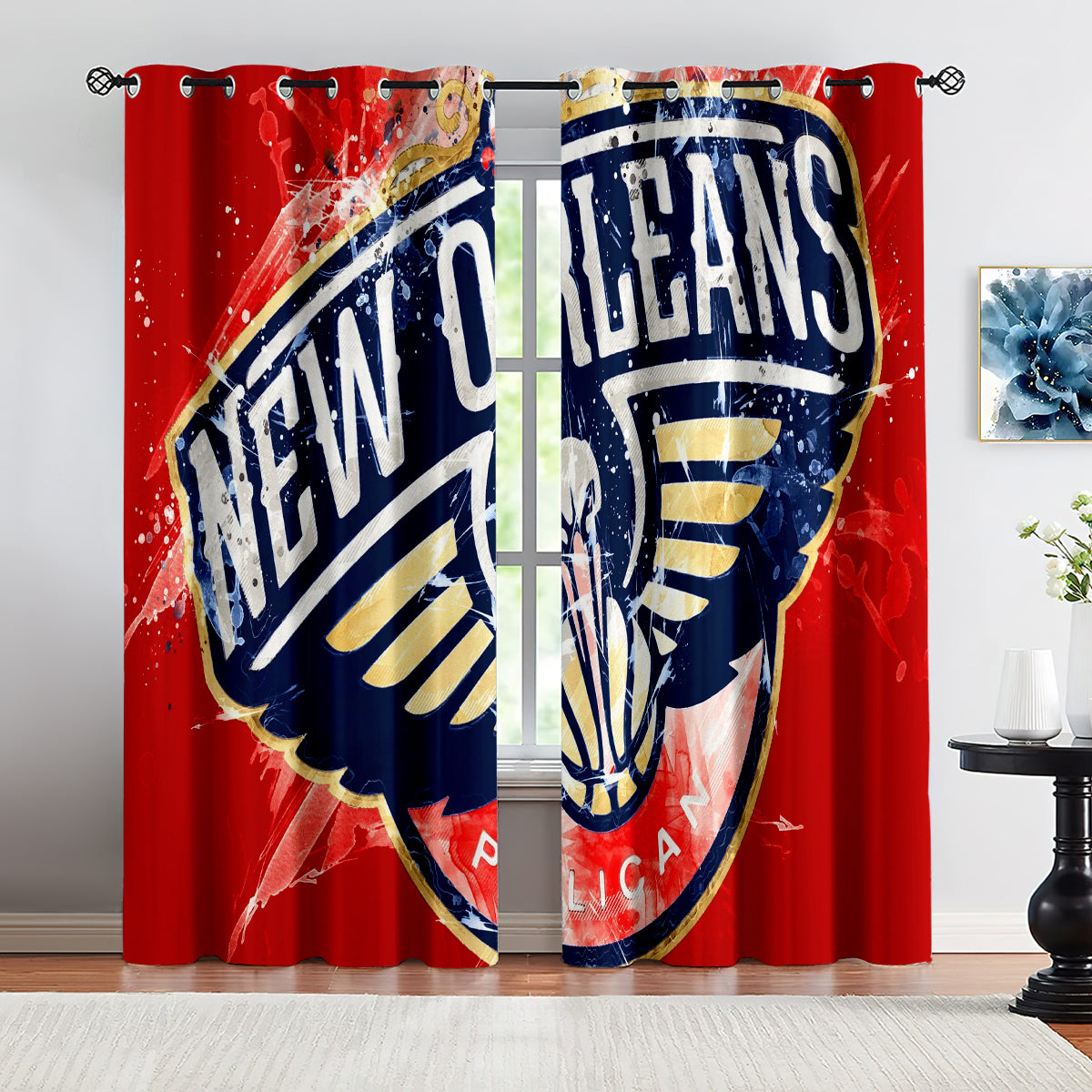 New Orleans Basketball Pelicans Blackout Curtains Drapes For Window Treatment Set