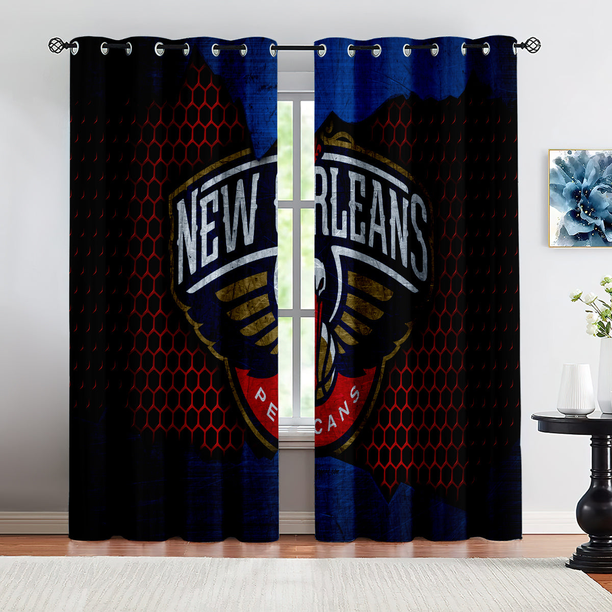 New Orleans Basketball Pelicans Blackout Curtains Drapes For Window Treatment Set