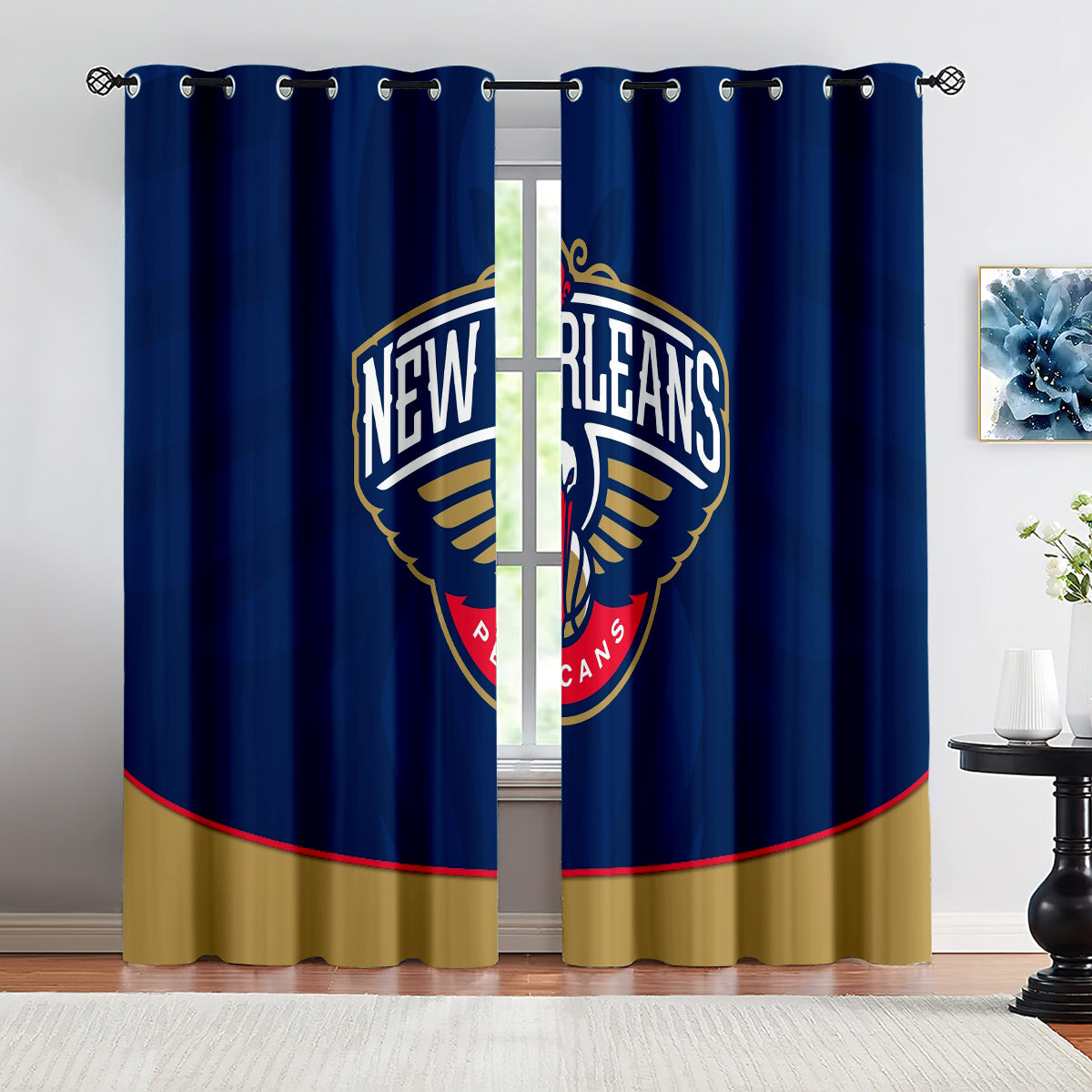 New Orleans Basketball Pelicans Blackout Curtains Drapes For Window Treatment Set