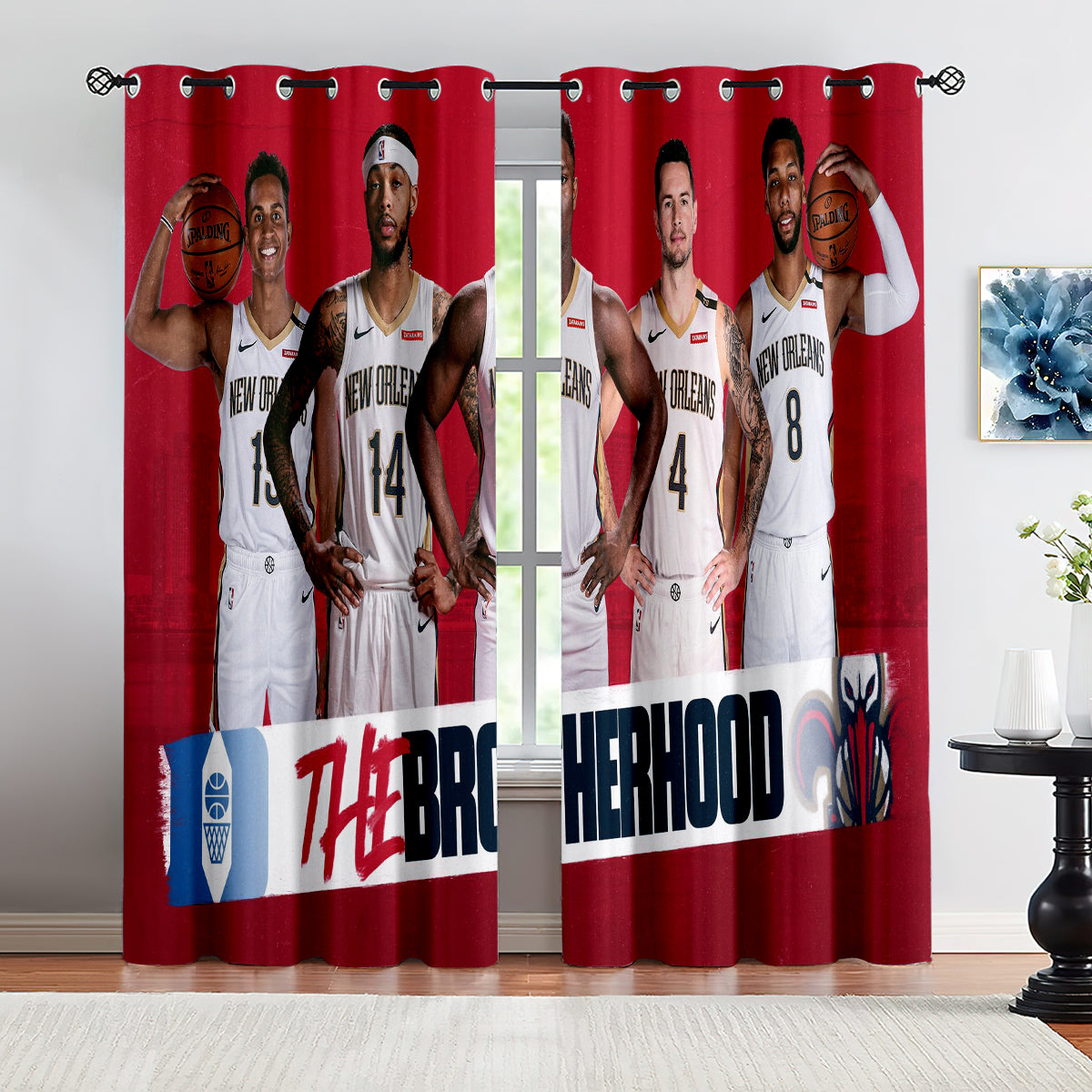 New Orleans Basketball Pelicans Blackout Curtains Drapes For Window Treatment Set