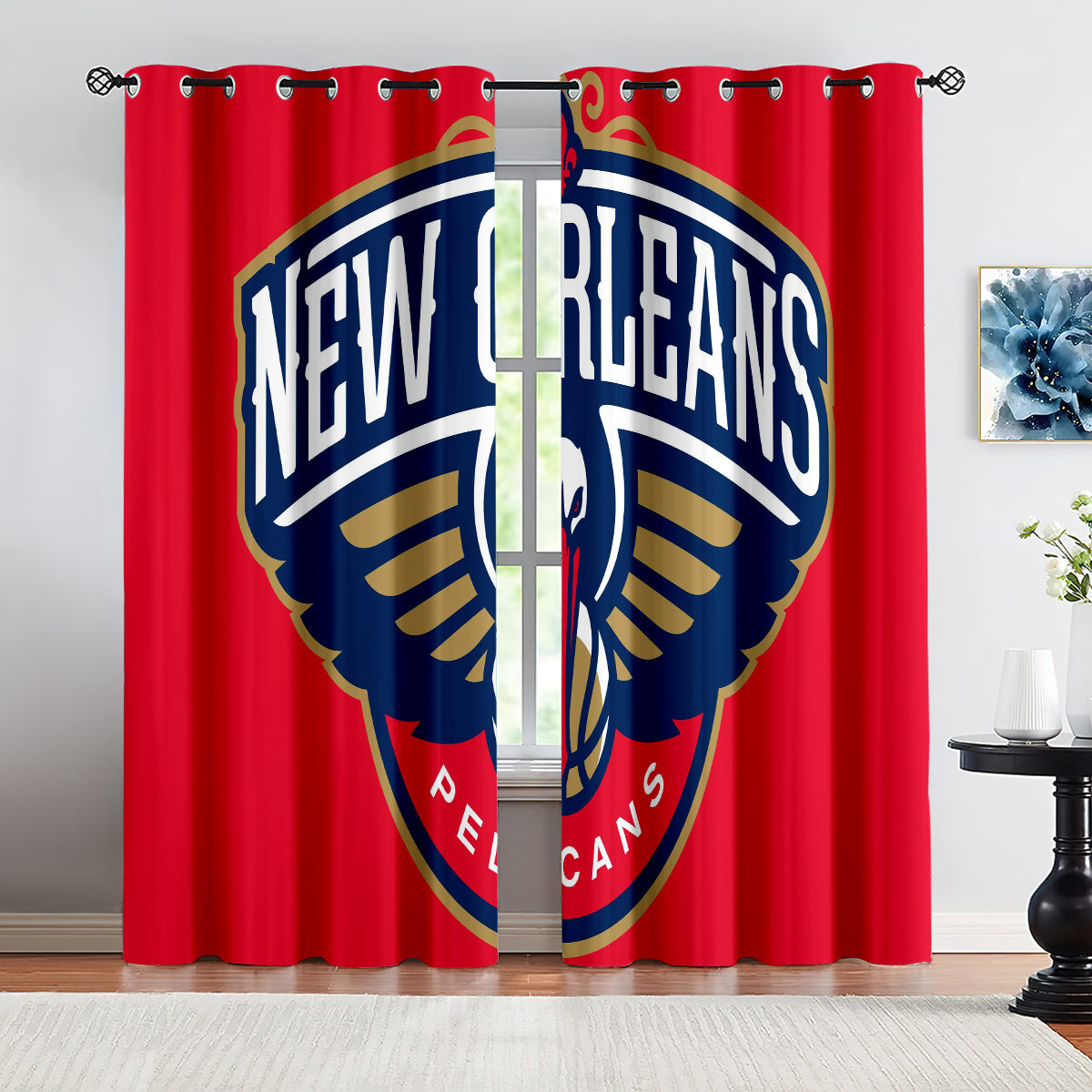 New Orleans Basketball Pelicans Blackout Curtains Drapes For Window Treatment Set