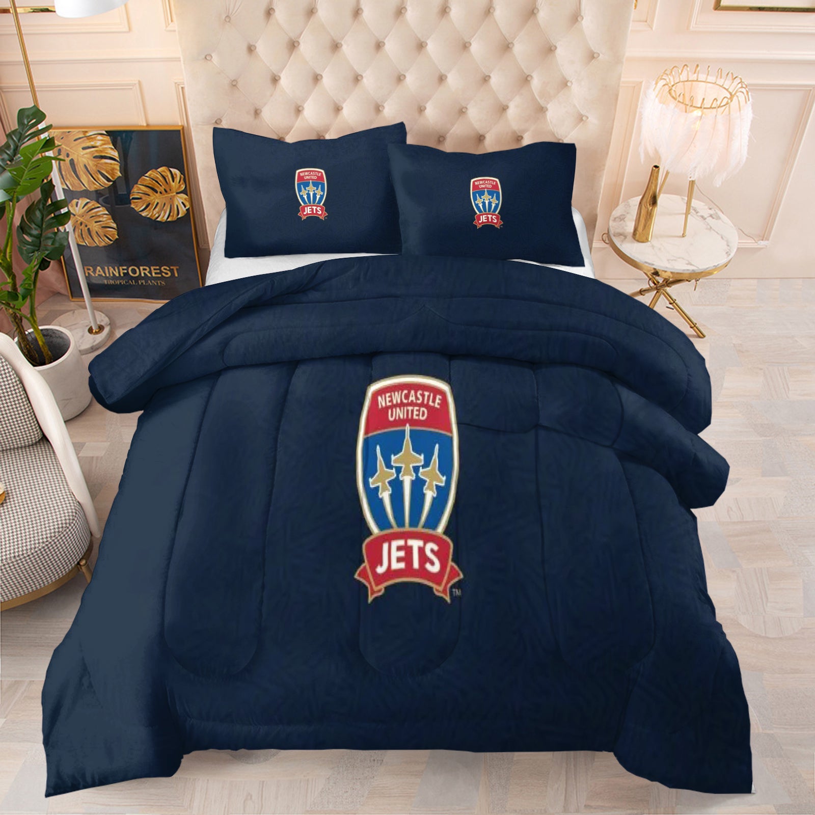 Newcastle Jets Soccer Comforter Pillowcase Sets Blanket All Season Reversible Quilted Duvet