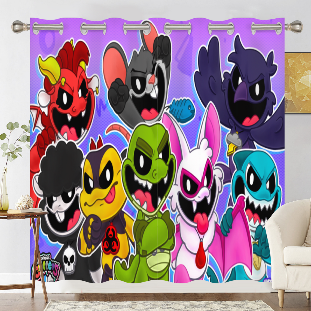 Nightmare Critters Blackout Curtains Drapes For Window Treatment Set