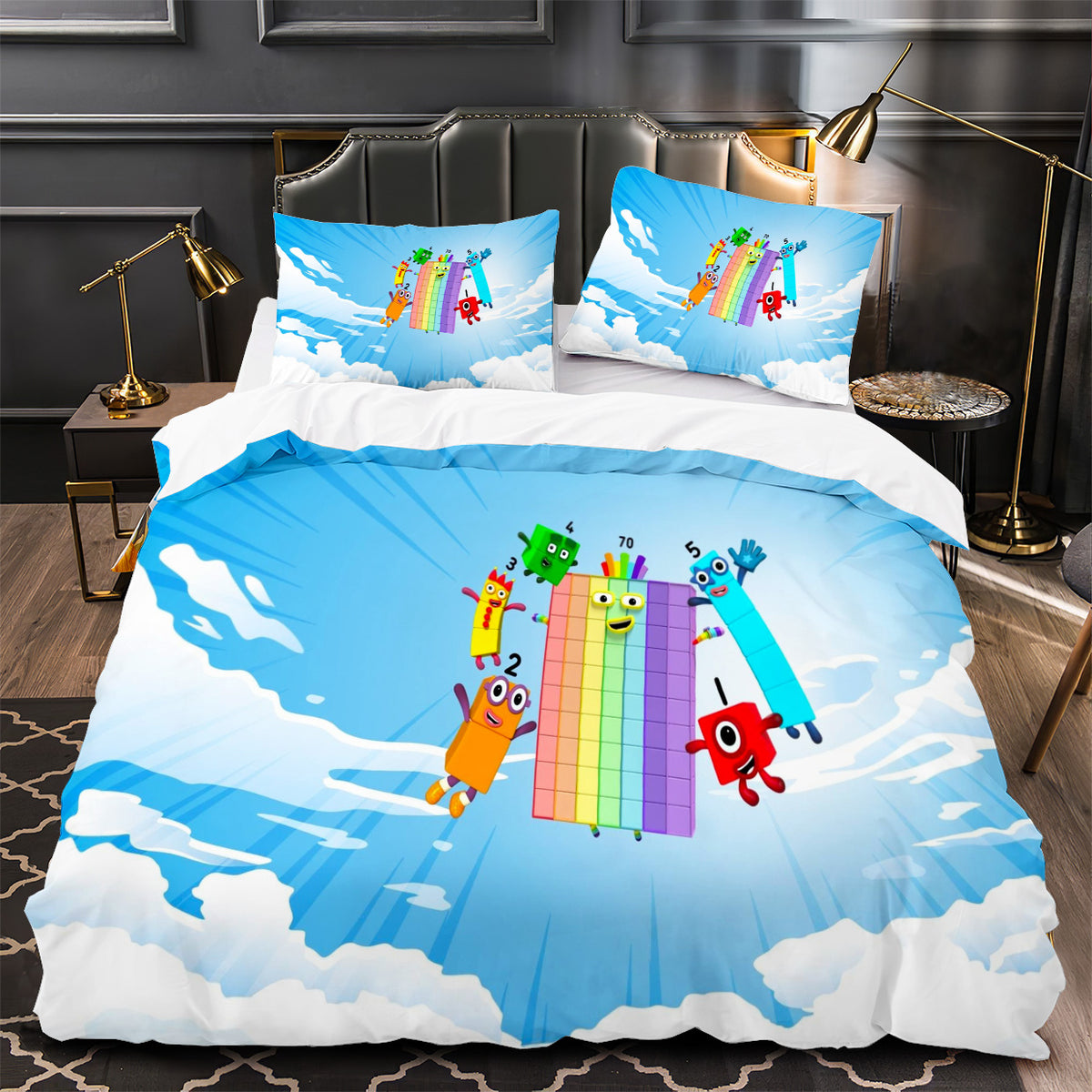 Numberblocks Duvet Cover Quilt Case Pillowcase Bedding Set Without Filler