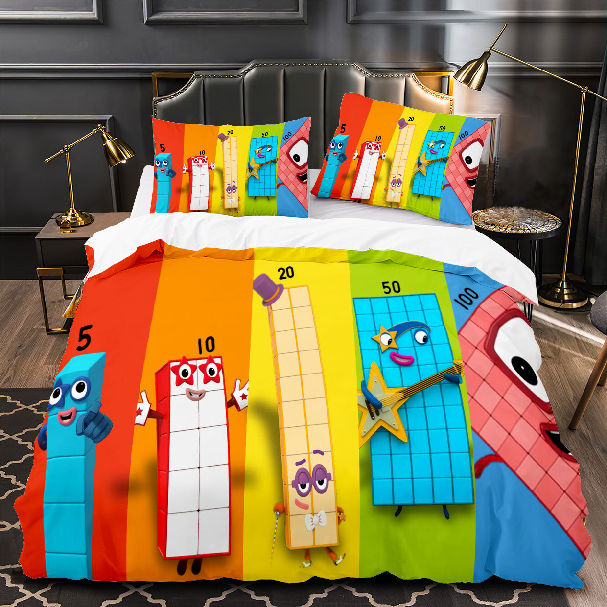 Numberblocks Duvet Cover Quilt Case Pillowcase Bedding Set Without Filler