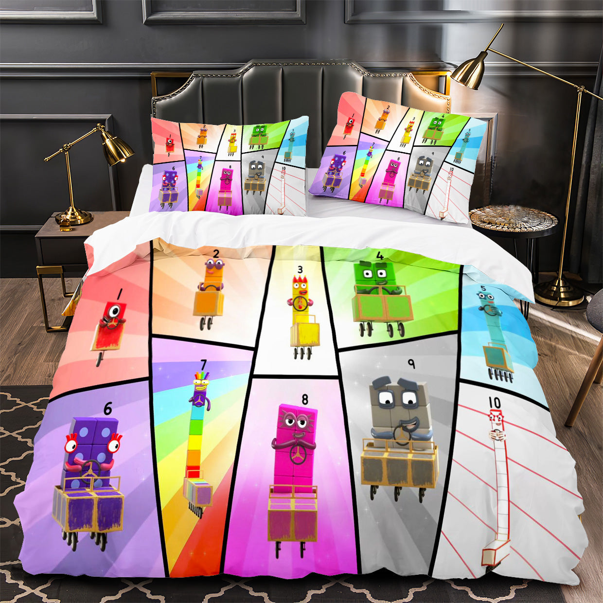 Numberblocks Duvet Cover Quilt Case Pillowcase Bedding Set Without Filler