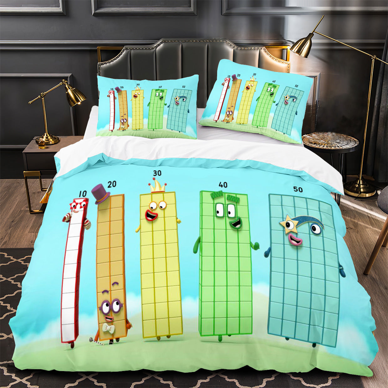 Numberblocks Duvet Cover Quilt Case Pillowcase Bedding Set Without Filler