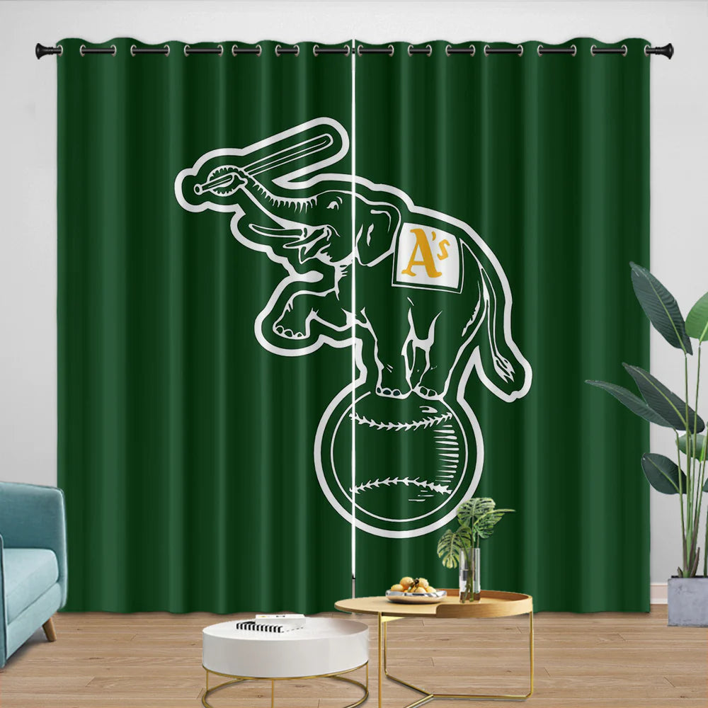 Oakland Athletics Blackout Curtain for Living Room Bedroom Window Treatment