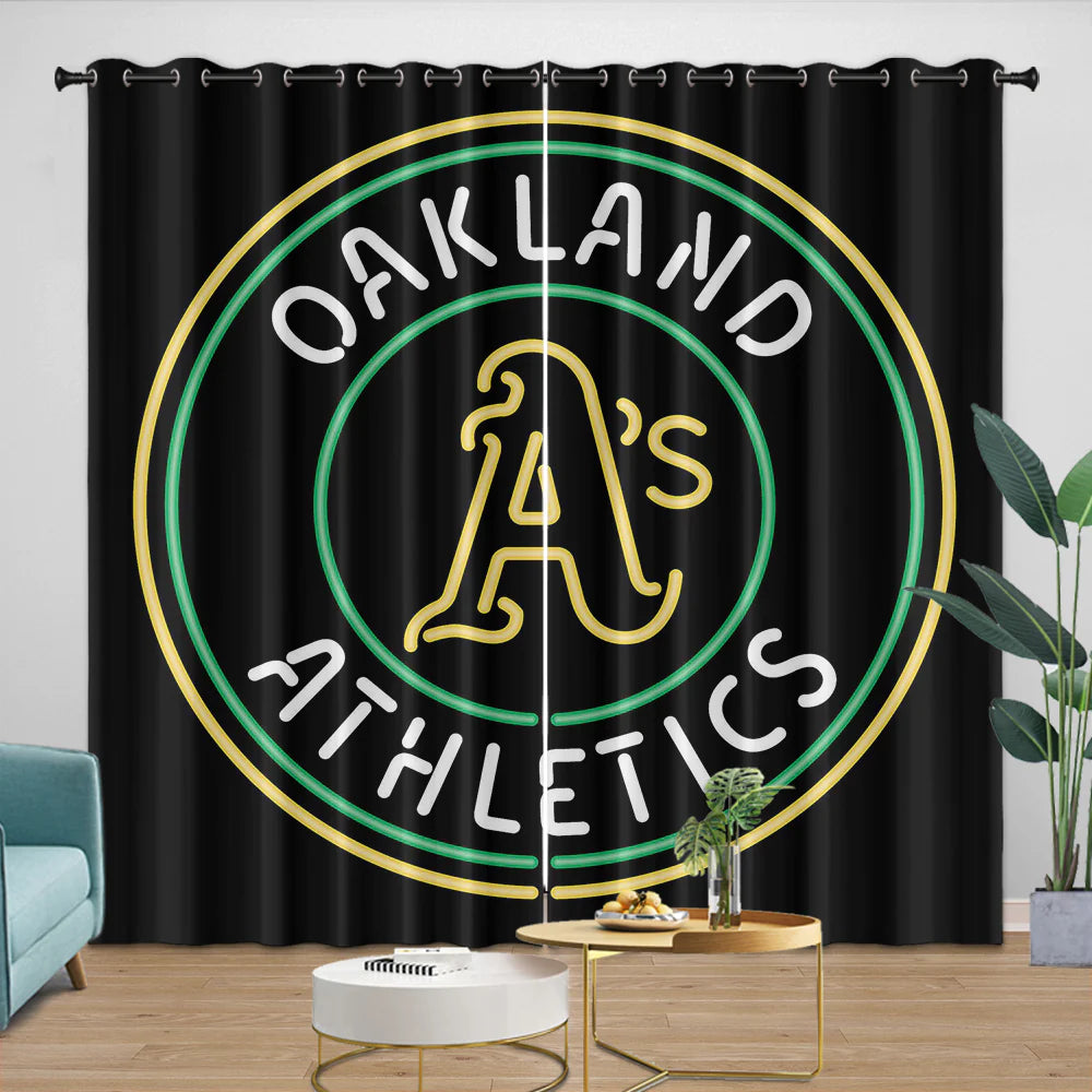 Oakland Athletics Blackout Curtain for Living Room Bedroom Window Treatment