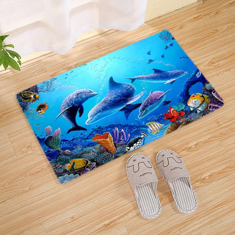 Ocean Dolphin Carpet Living Room Bedroom Mats Kitchen Bathroom Rugs