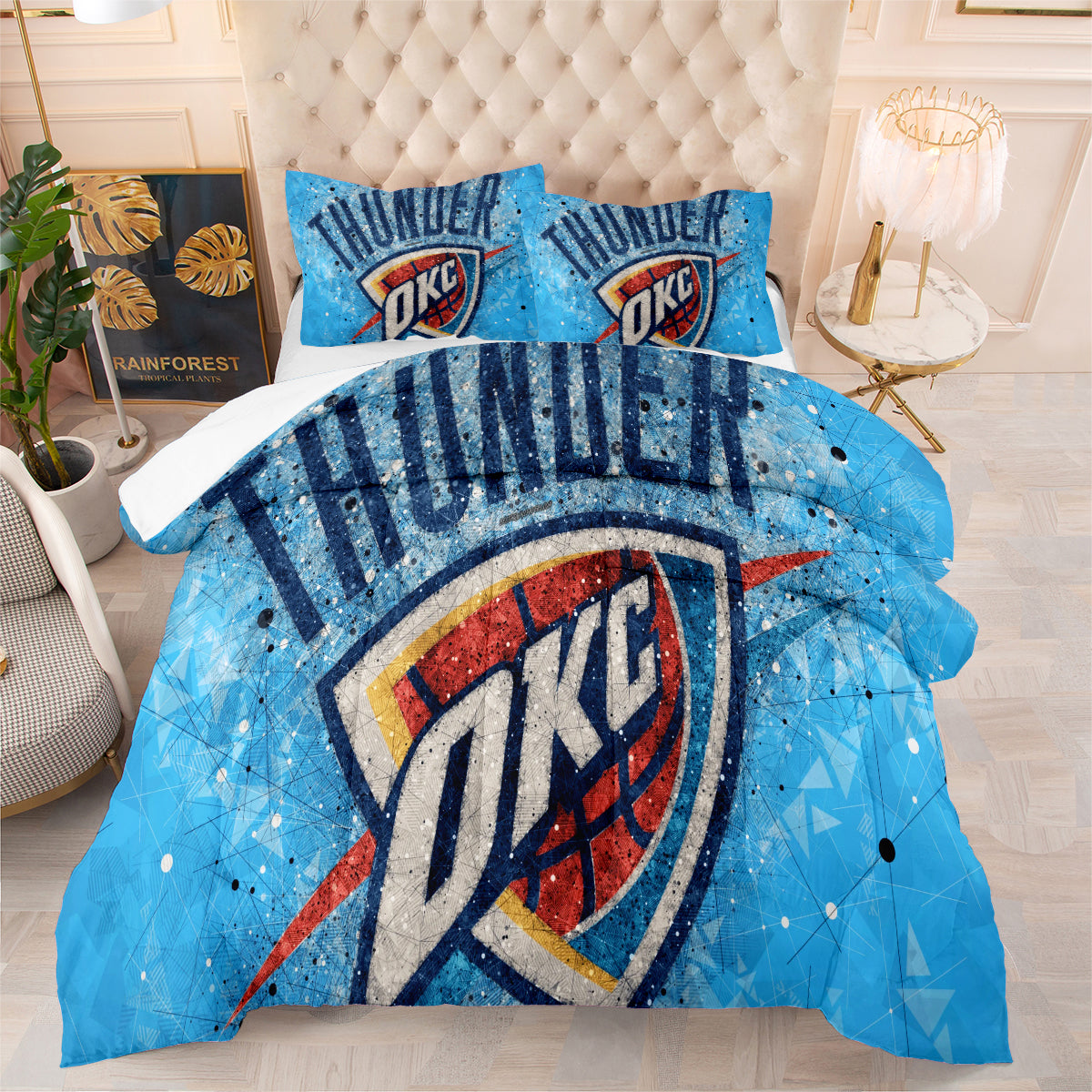 Oklahoma City Thunder Basketball Comforter Pillowcase Sets Blanket All Season Reversible Quilted Duvet
