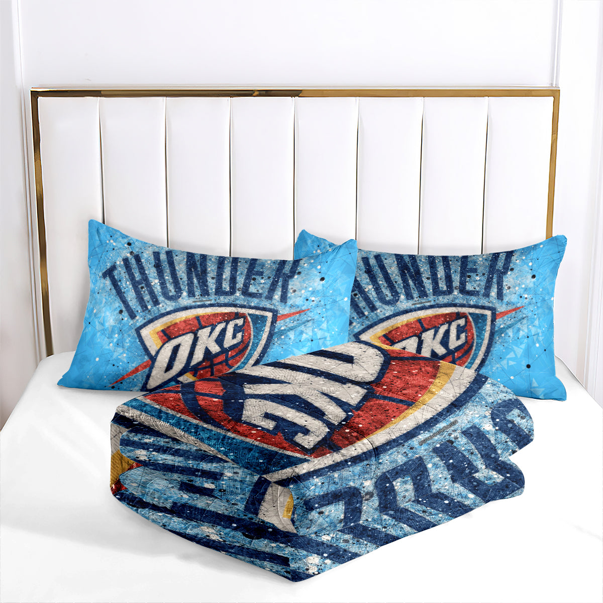 Oklahoma City Thunder Basketball Comforter Pillowcase Sets Blanket All Season Reversible Quilted Duvet