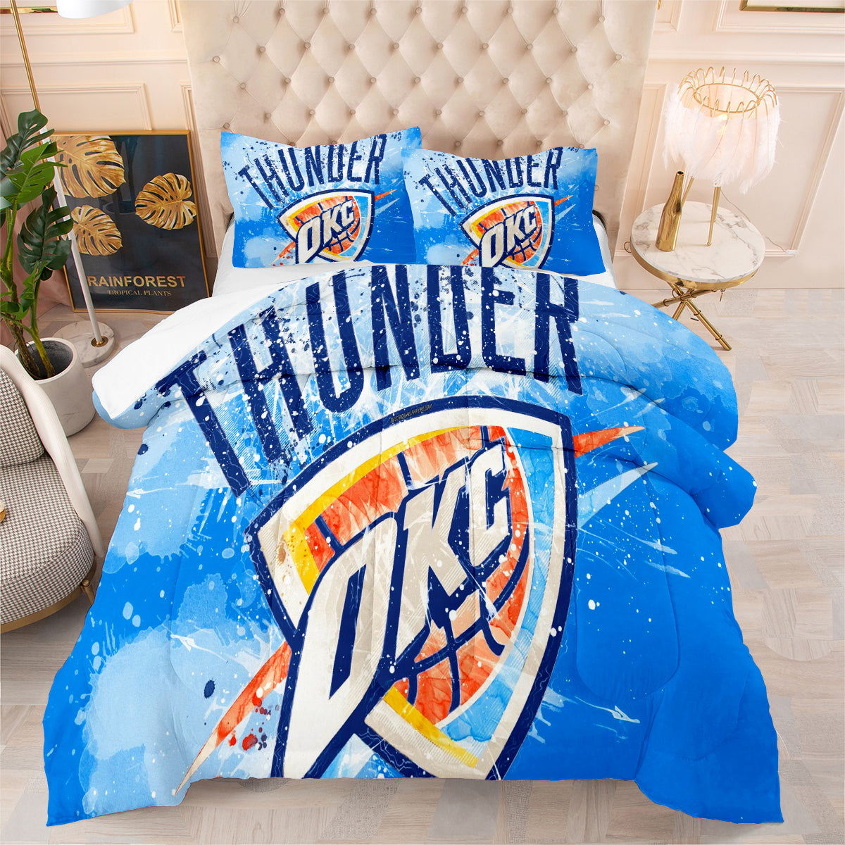 Oklahoma City Thunder Basketball Comforter Pillowcase Sets Blanket All Season Reversible Quilted Duvet