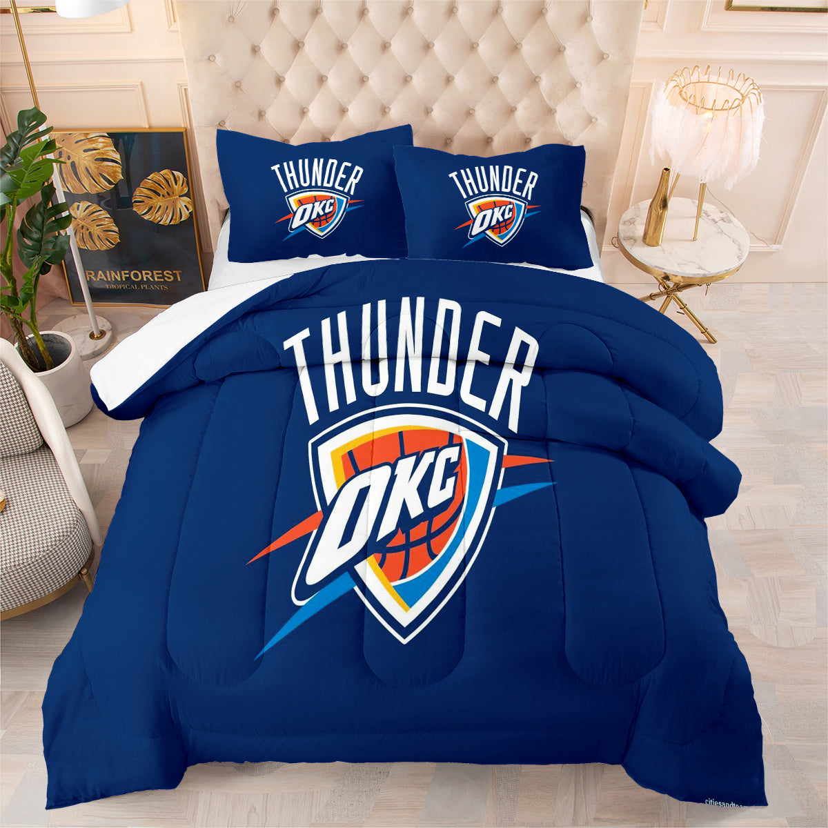 Oklahoma City Thunder Basketball Comforter Pillowcase Sets Blanket All Season Reversible Quilted Duvet