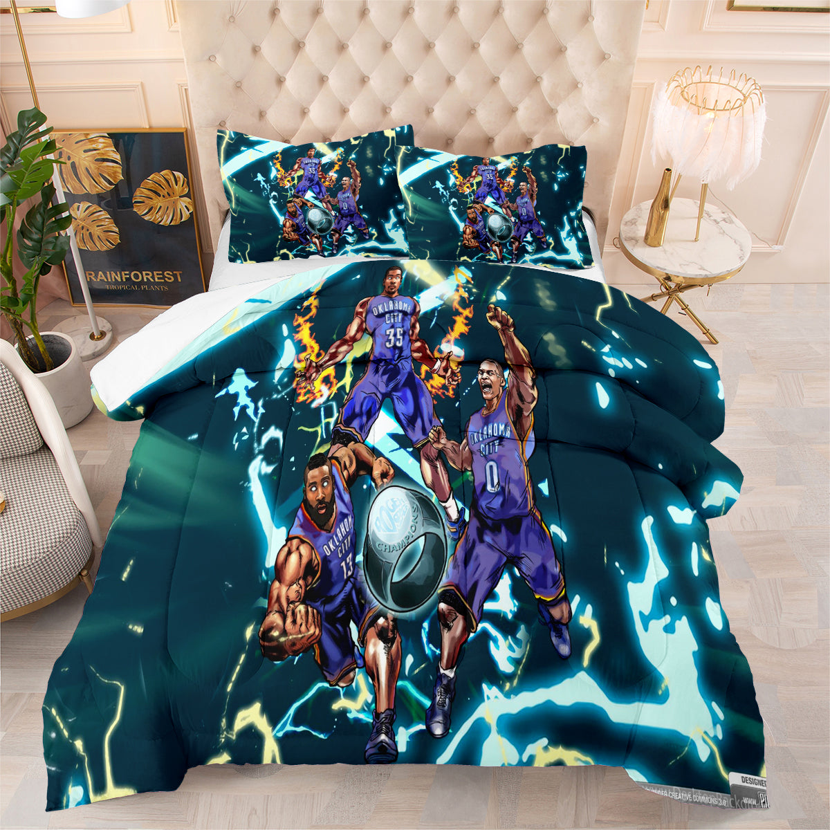 Oklahoma City Thunder Basketball Comforter Pillowcase Sets Blanket All Season Reversible Quilted Duvet