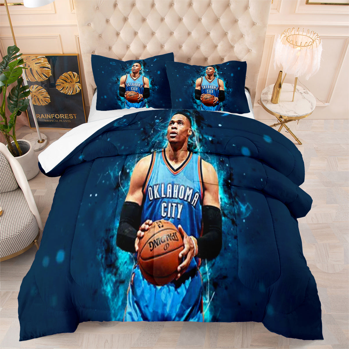 Oklahoma City Thunder Basketball Comforter Pillowcase Sets Blanket All Season Reversible Quilted Duvet