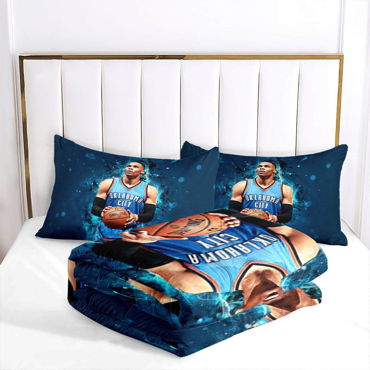 Oklahoma City Thunder Basketball Comforter Pillowcase Sets Blanket All Season Reversible Quilted Duvet