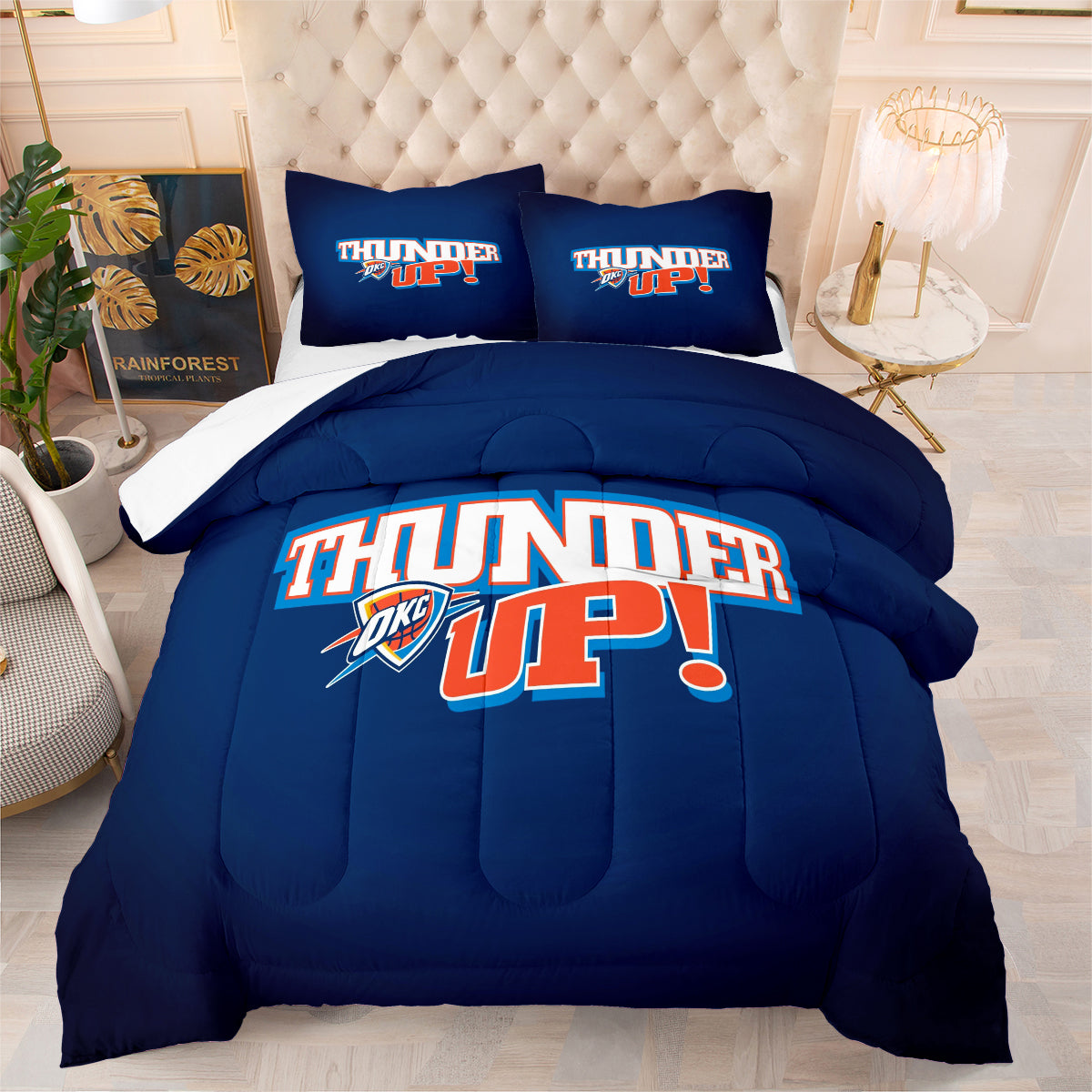 Oklahoma City Thunder Basketball Comforter Pillowcase Sets Blanket All Season Reversible Quilted Duvet
