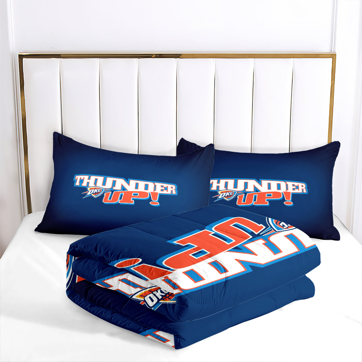 Oklahoma City Thunder Basketball Comforter Pillowcase Sets Blanket All Season Reversible Quilted Duvet