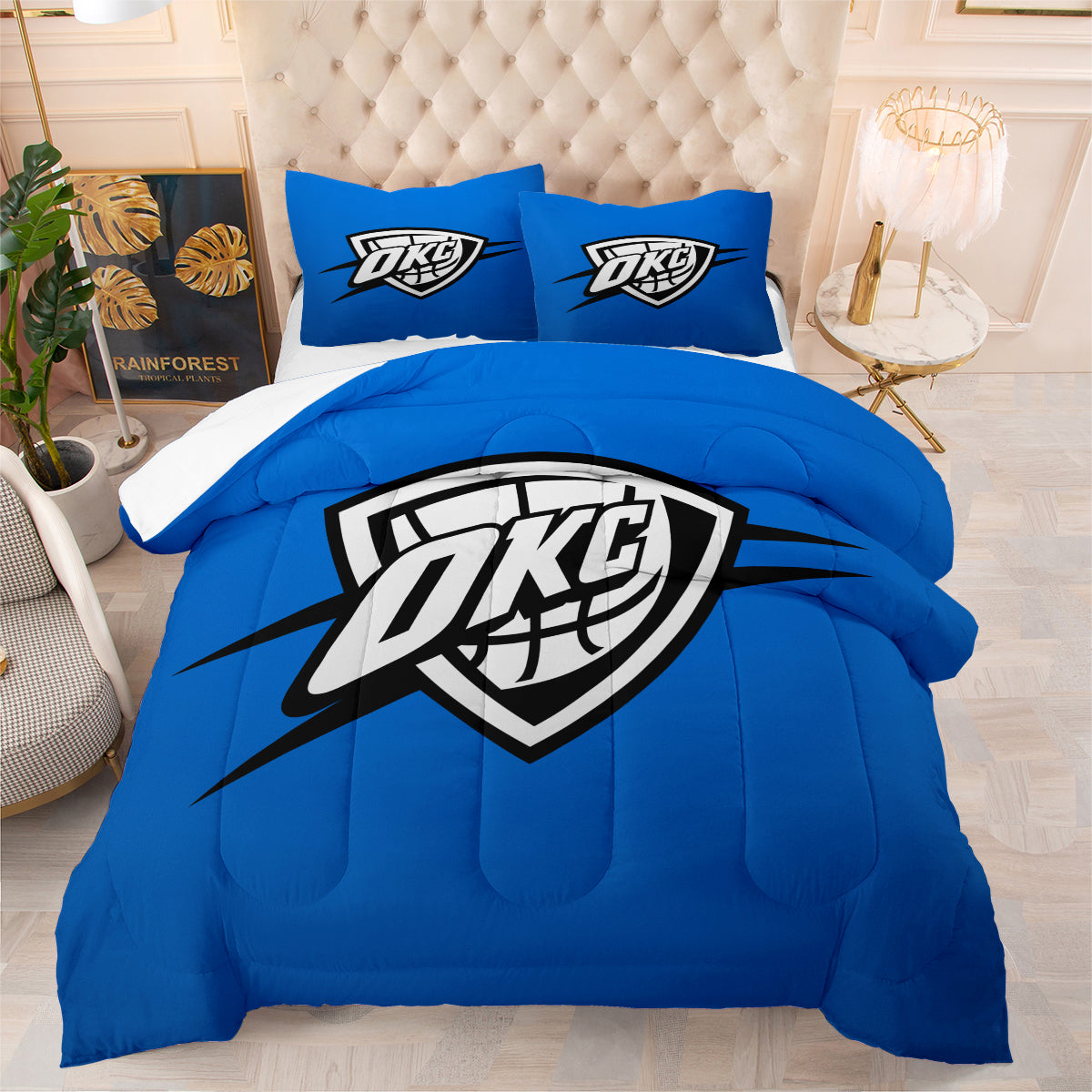 Oklahoma City Thunder Basketball Comforter Pillowcase Sets Blanket All Season Reversible Quilted Duvet